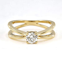 atjewels 18K Yellow Gold Over .925 Silver With White Diamond Solitaire Ring For Women MOTHER'S DAY SPECIAL OFFER - atjewels.in