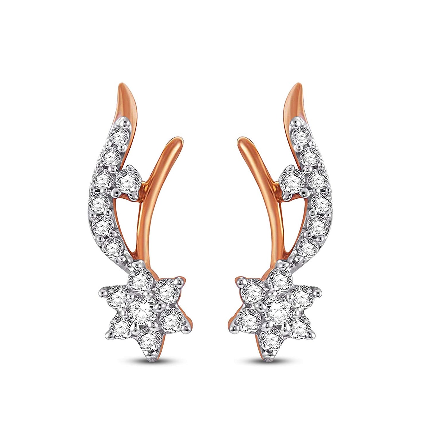 atjewels 18K Rose Gold Plated On 925 Sterling Round Cut White CZ Stylish Stud Post & Butterfly Earrings MOTHER'S DAY SPECIAL OFFER - atjewels.in