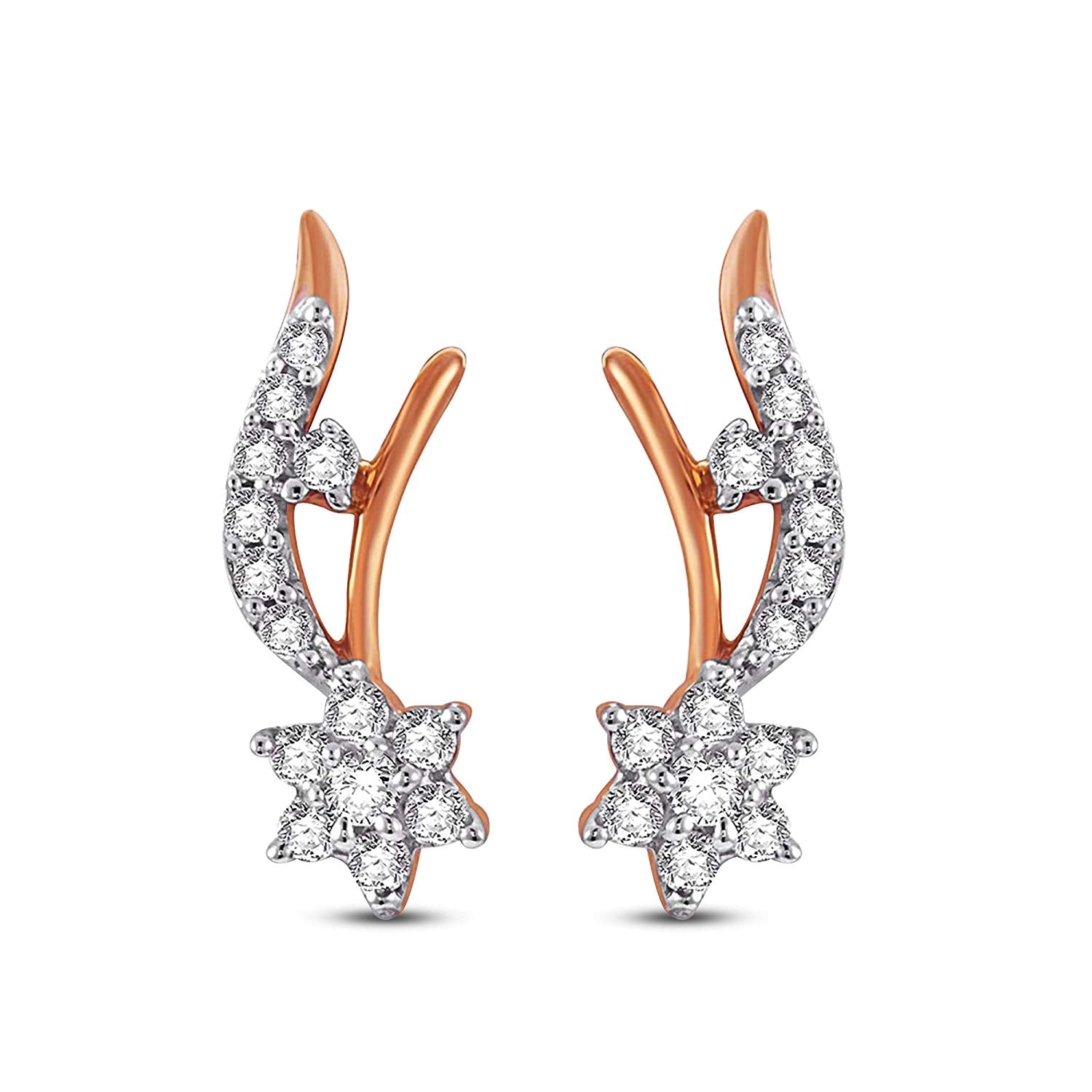 atjewels 18K Rose Gold Plated On 925 Sterling Round Cut White CZ Stylish Stud Post & Butterfly Earrings MOTHER'S DAY SPECIAL OFFER - atjewels.in