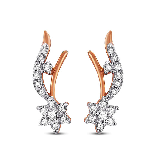 atjewels 18K Rose Gold Plated On 925 Sterling Round Cut White CZ Stylish Stud Post & Butterfly Earrings MOTHER'S DAY SPECIAL OFFER - atjewels.in