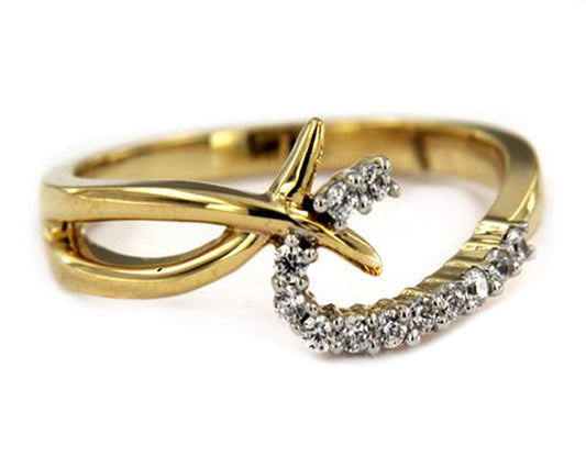 atjewels 0.29 TCW with Round White Cubic Zirconia With 14K Yellow Gold Over 925 Sterling Silver Bypass Ring MOTHER'S DAY SPECIAL OFFER - atjewels.in