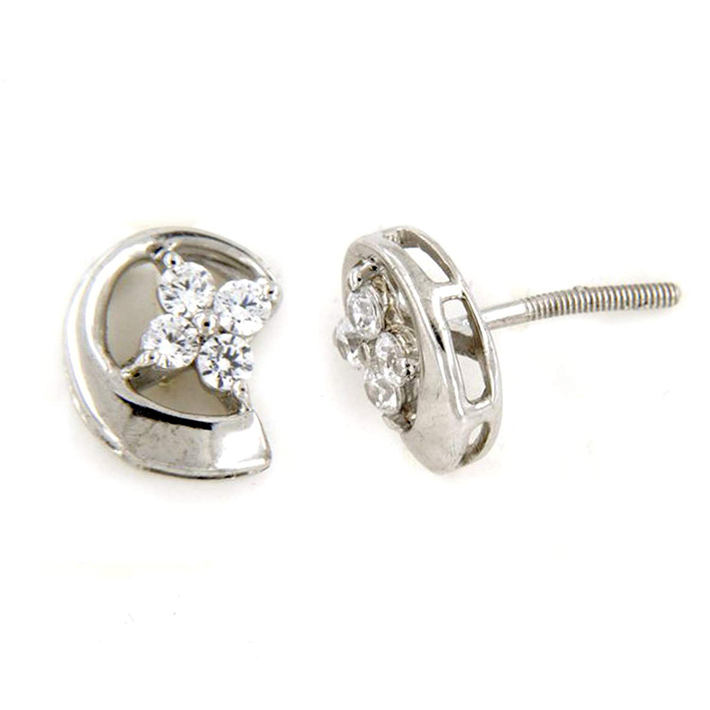atjewels White CZ Stud Earrings in 18k White Gold Over 925 Sterling Silver MOTHER'S DAY SPECIAL OFFER - atjewels.in