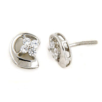 atjewels White CZ Stud Earrings in 18k White Gold Over 925 Sterling Silver MOTHER'S DAY SPECIAL OFFER - atjewels.in