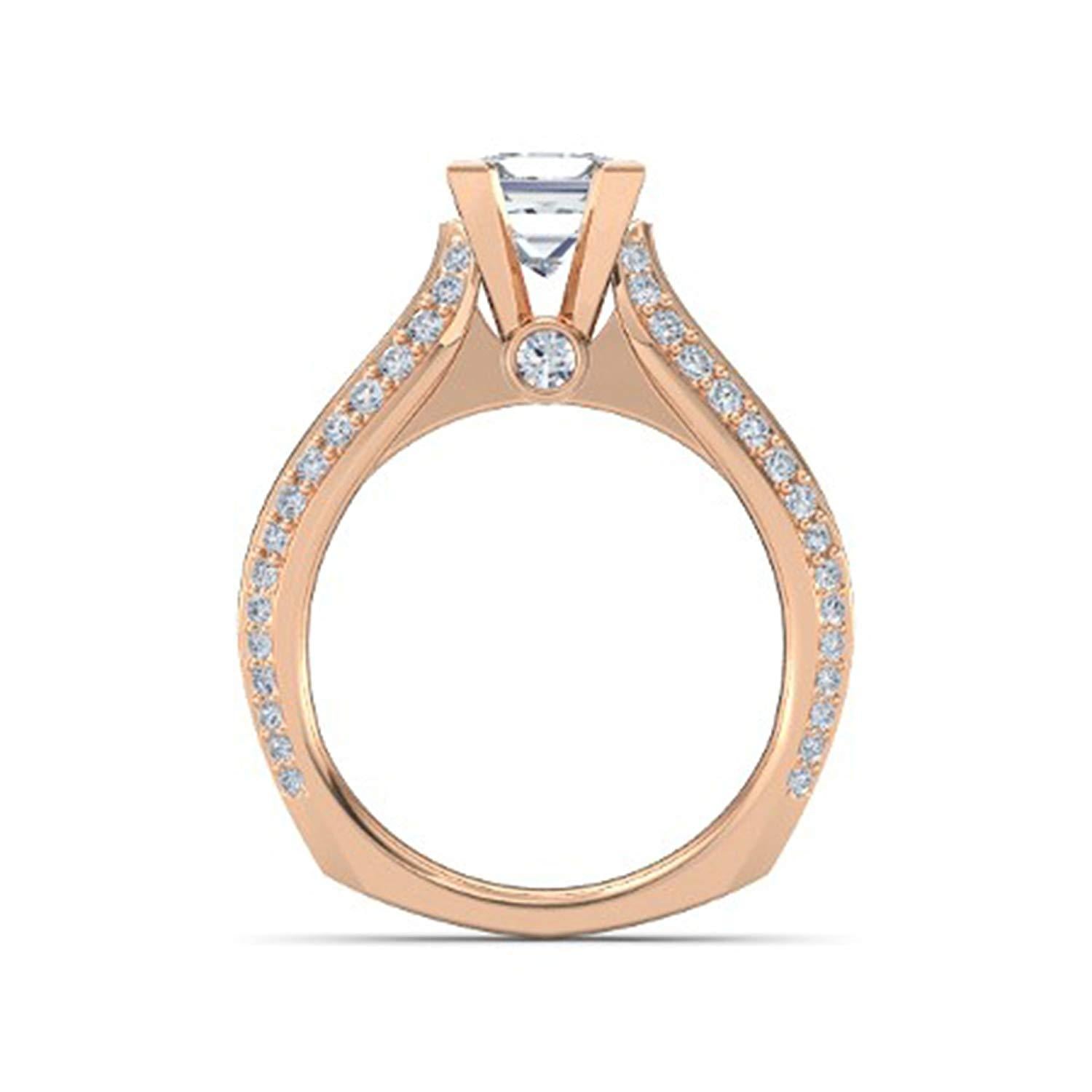 White Simulated Diamond Rose Gold Plated 925 Sterling Silver  Princess J Engagement Ring MOTHER'S DAY SPECIAL OFFER - atjewels.in