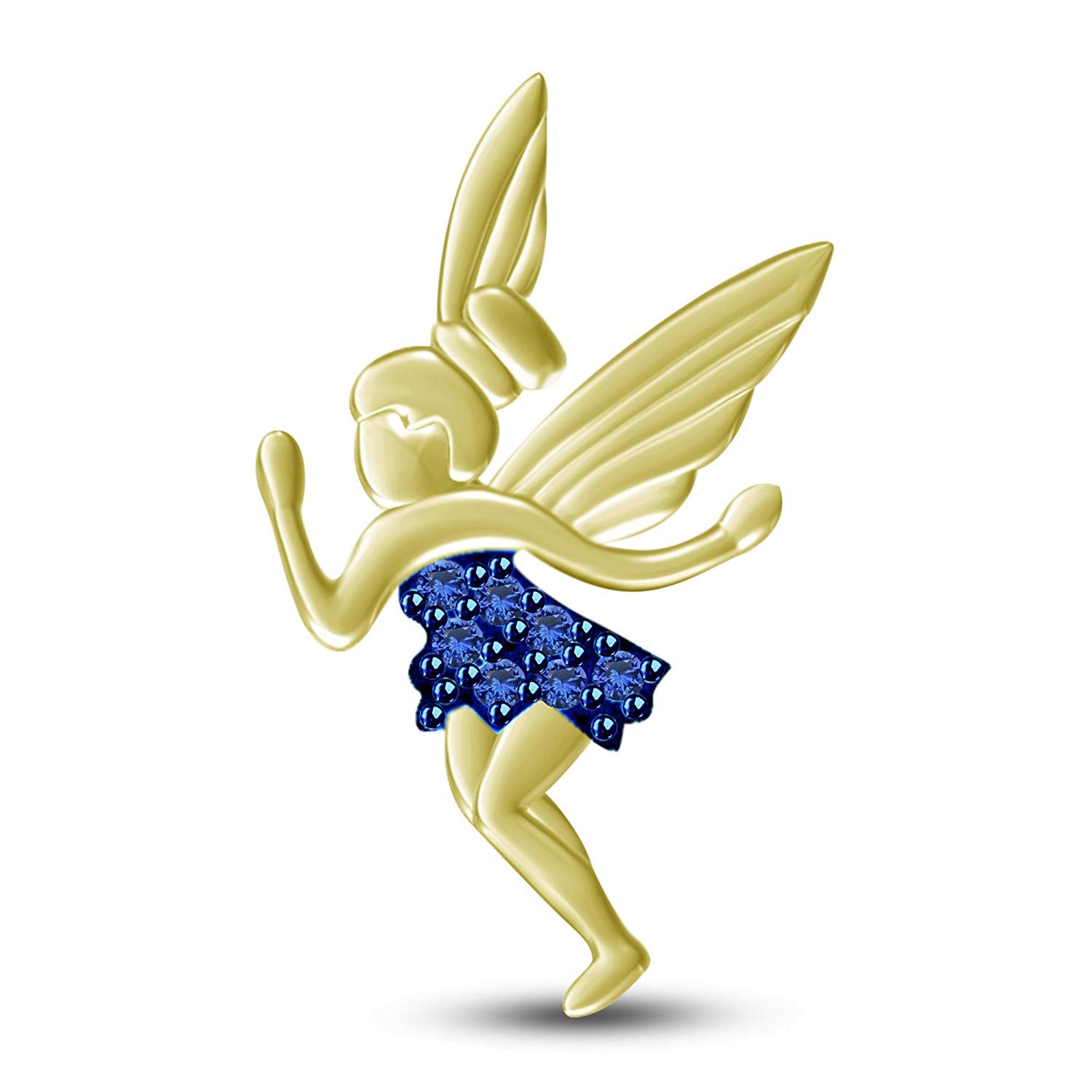 atjewels Fashionable Two Tone .925 Silver Angel Wing Girl Pendant With Blue Sapphire For Women's MOTHER'S DAY SPECIAL OFFER - atjewels.in