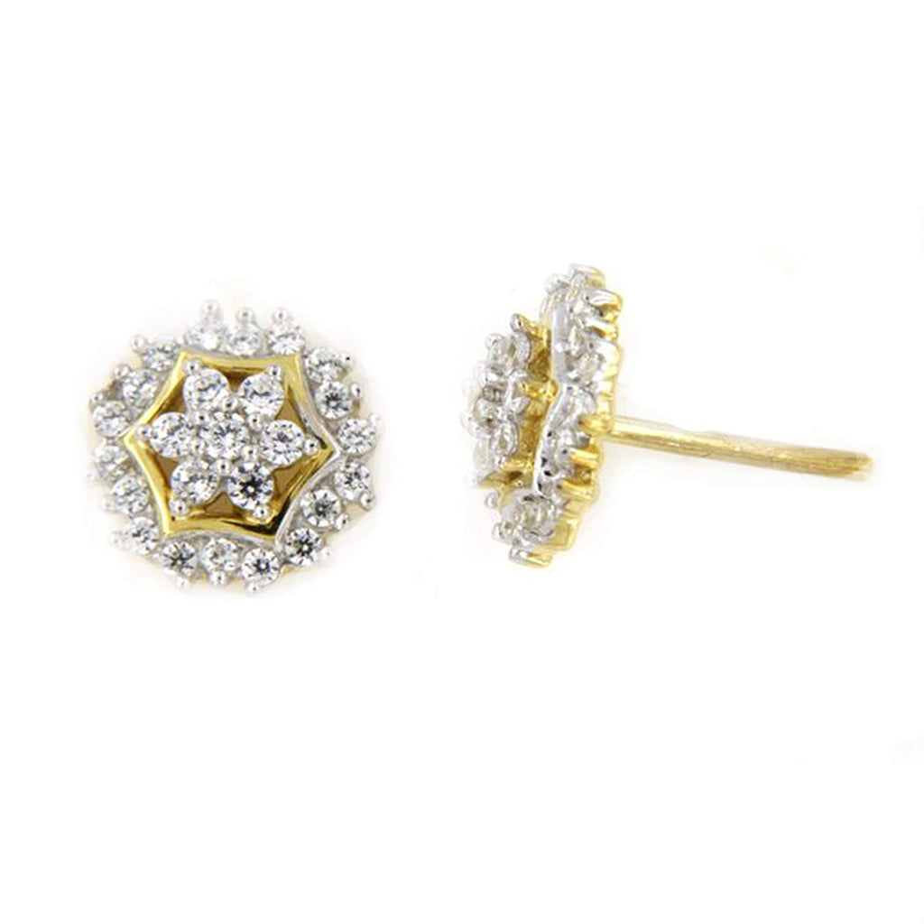 atjewels 18K Yellow Gold Over 925 Sterling Siver Round White CZ Post Back Wedding Stud Earring MOTHER'S DAY SPECIAL OFFER - atjewels.in
