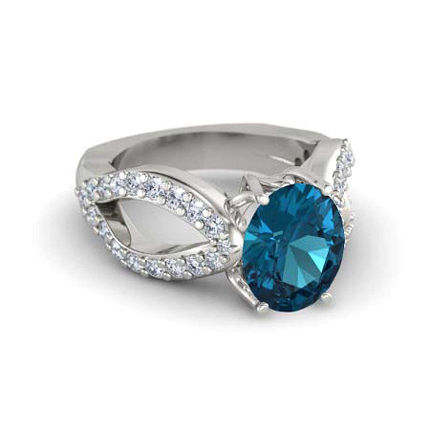atjewels .925 Sterling Silver Oval Shape Blue Topaz Engagement/Wedding Ring Variation For Women's & Girl's - atjewels.in