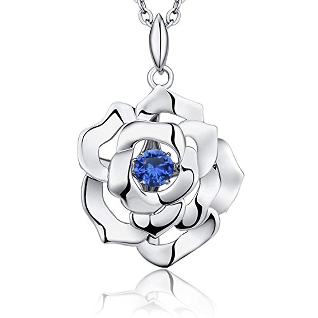 atjewels 925 Sterling Silver Round Cu Multi-Color Rose Flower Pendant For Women's & Girl's MOTHER'S DAY SPECIAL OFFER - atjewels.in