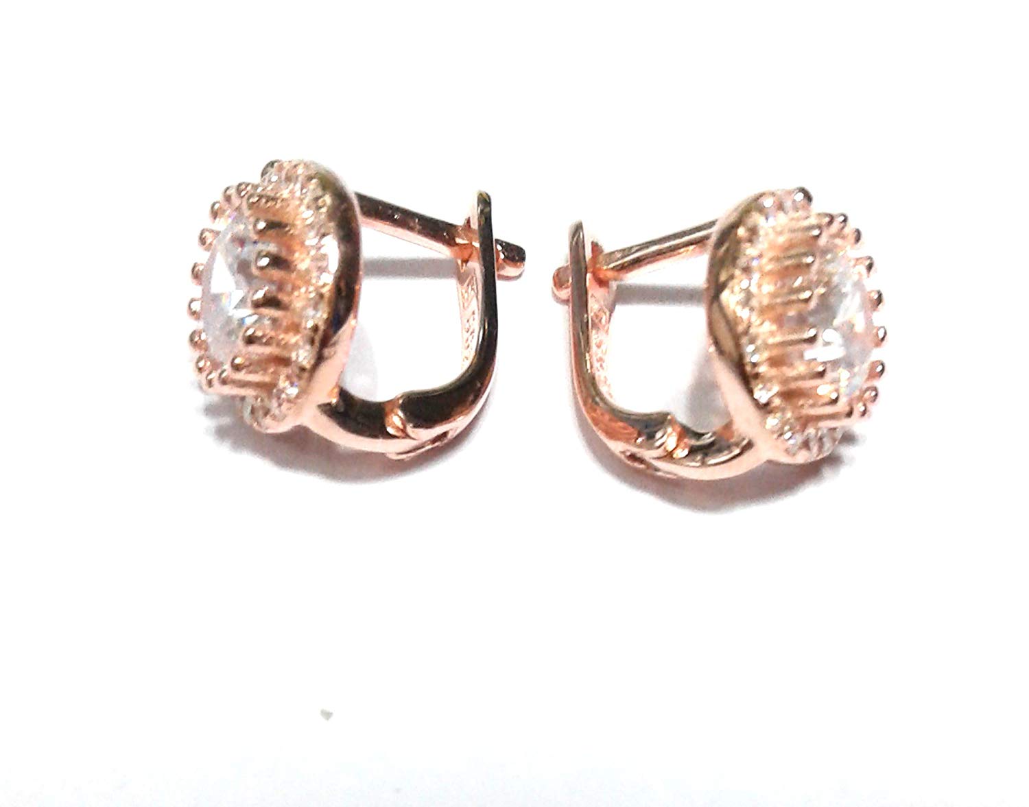 atjewels Round Cut White CZ 14k Rose Gold Over 925 Sterling Silver Hoop Earrings For Girl's and Women's For MOTHER'S DAY SPECIAL OFFER - atjewels.in