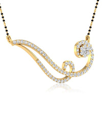 atjewels Round Cut White CZ 14k Yellow Gold Over .925 Sterling Silver Designer Mangalsutra Tanmaniya Pendant MOTHER'S DAY SPECIAL OFFER - atjewels.in