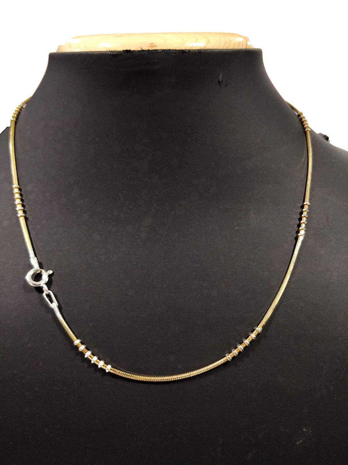 ATJewels 925 Sterling Silver 14k Two-Tone Gold Over Snake Chain 16" Unisex Necklace - atjewels.in