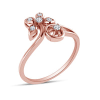 atjewels 14K Rose Gold on 925 Silver Round White Cubic Zirconia Bypass Flower Ring MOTHER'S DAY SPECIAL OFFER - atjewels.in