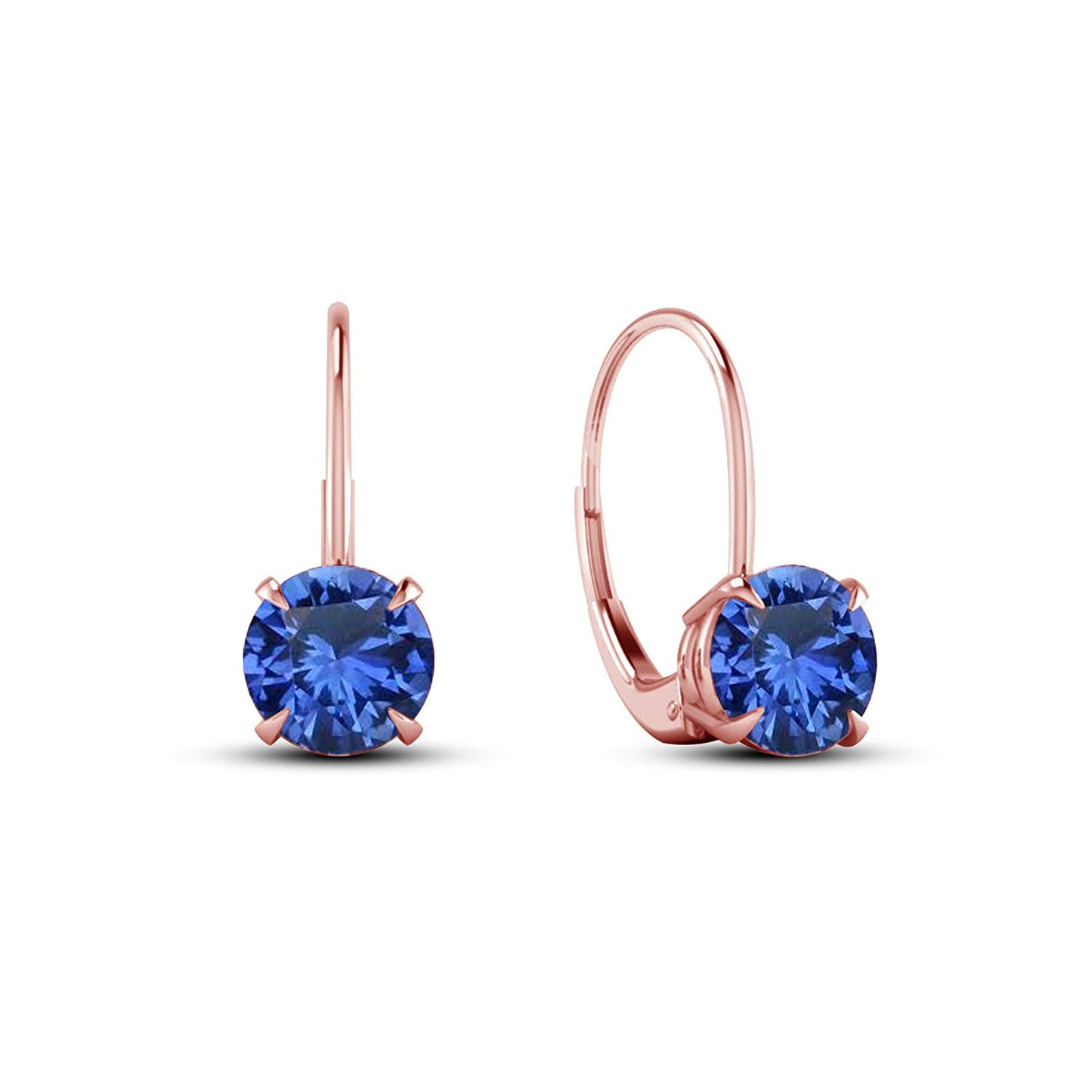 atjewels Blue Sapphire 14K Rose Gold Over 925 Silver Lever Back Dangle Earrings For Women/Girls MOTHER'S DAY SPECIAL OFFER - atjewels.in