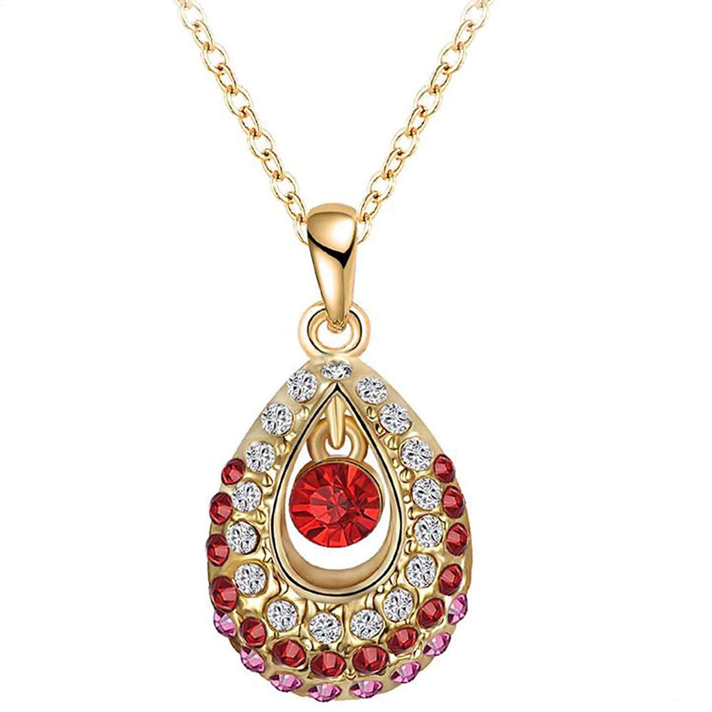 atjewels Round Cut Garnet, Sapphire & White CZ 14k Yellow Gold Over .925 Sterling Silver Fancy Party Wear Jewelry Set For Girl's & Women's For Navratri Special - atjewels.in