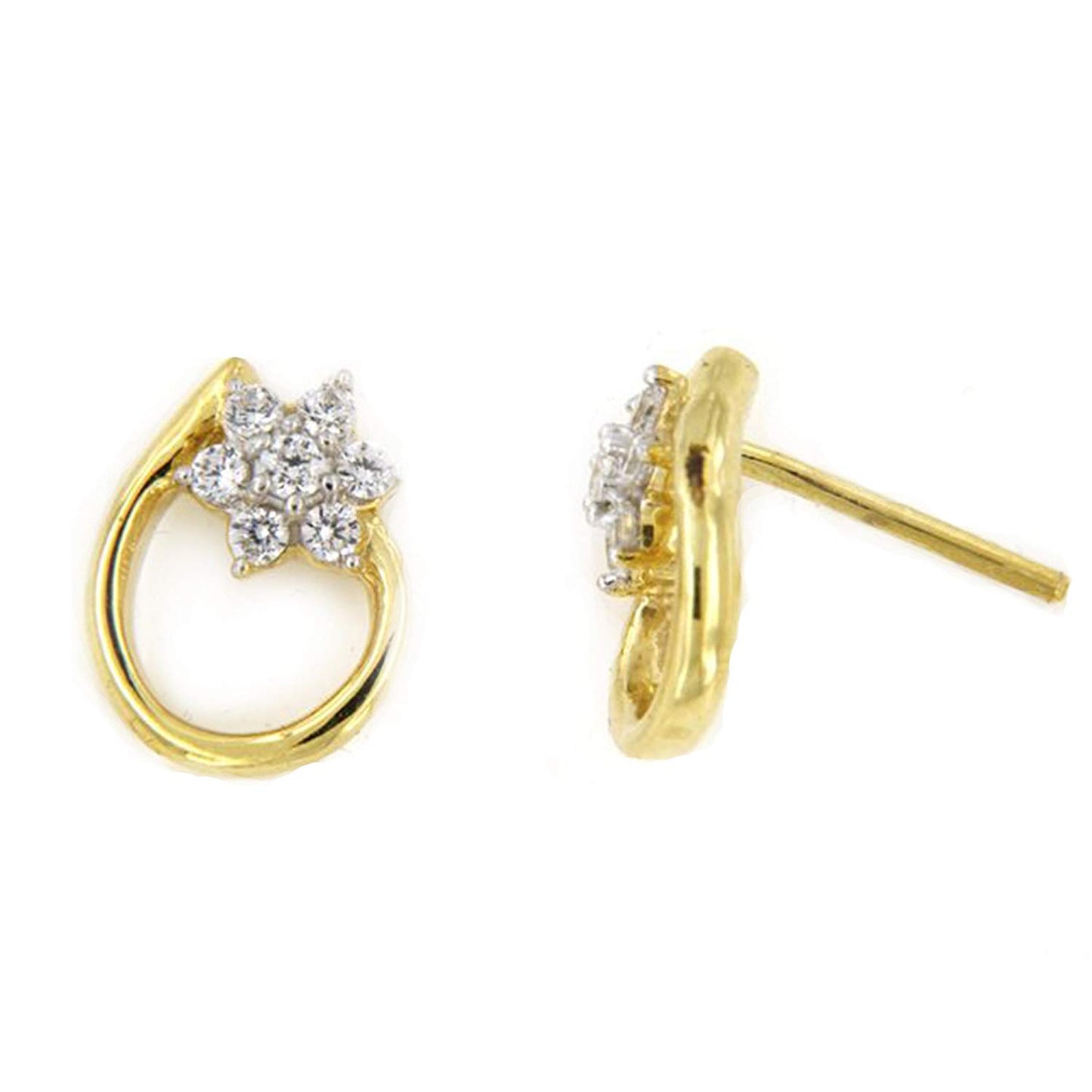 atjewels 18K Yellow Gold Over 925 Sterling Siver Round White CZ Wedding Stud Earring MOTHER'S DAY SPECIAL OFFER - atjewels.in