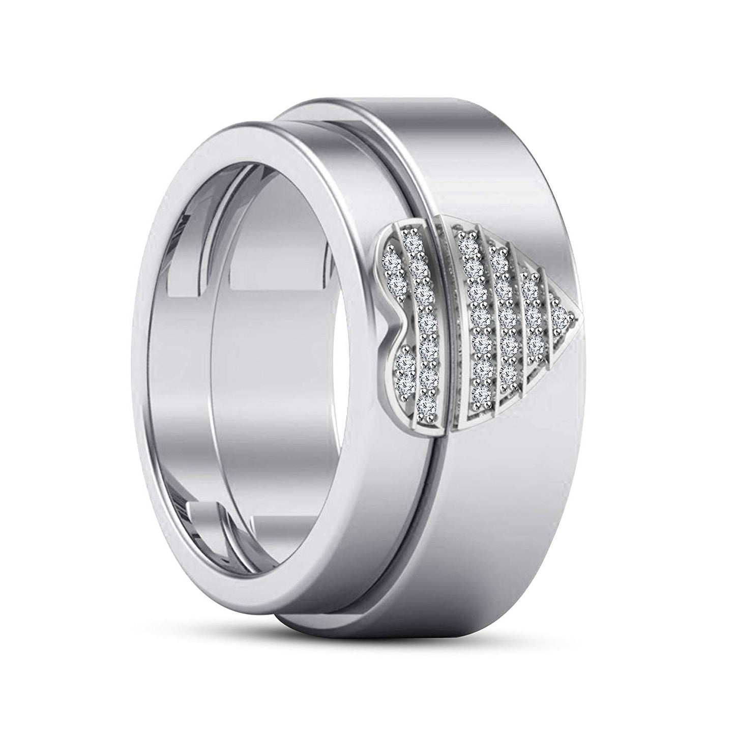 atjewels 18K White Gold Plated .925 Silver White Diamond Couple Heart Bridal Ring set for Women's MOTHER'S DAY SPECIAL OFFER - atjewels.in