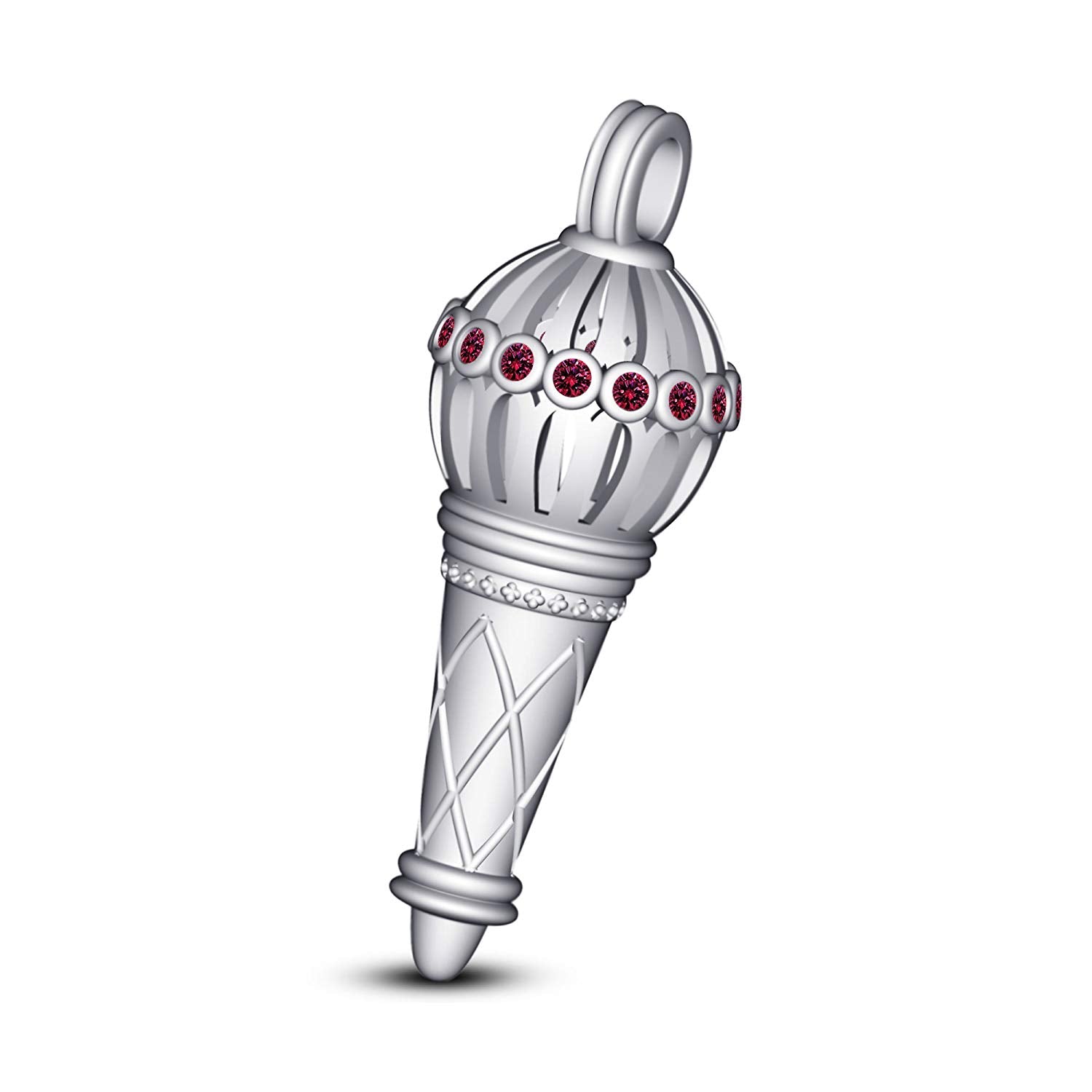 atjewels Bajrangi Bhaijan Style Gadha Pendant Pink Sapphire White Gold Finish .925 Silver For Men's MOTHER'S DAY SPECIAL OFFER - atjewels.in