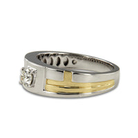 atjewels Two tone Gold Over 925 Streling White Round CZ in Prong Set Mens Band Ring For Free Sizing Special Father's day MOTHER'S DAY SPECIAL OFFER - atjewels.in
