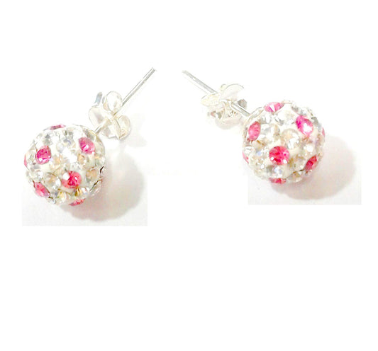 atjewels Round Cut Crystal Sterling Silver Pave Ball Stud Earrings, 8MM Crystal Fireball Disco Ball Earrings 1 Pair For Girl's and Women's Fancy Party Wear EarringsMOTHER'S DAY SPECIAL OFFER - atjewels.in