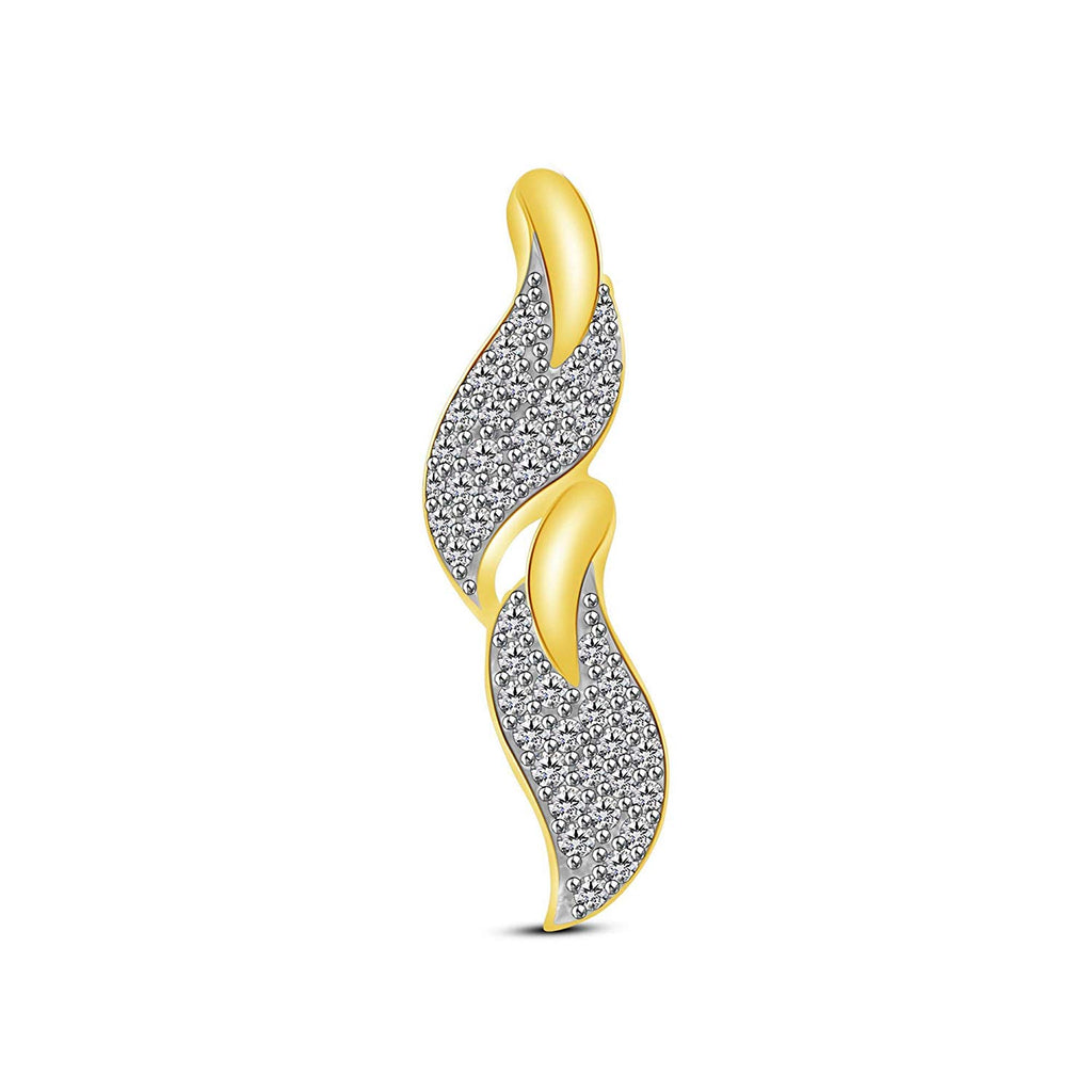 atjewels Round Cut White CZ 14k Yellow Gold Over .925 Sterling Silver Leaf Pendant For Girl's & Women's For MOTHER'S DAY SPECIAL OFFER - atjewels.in