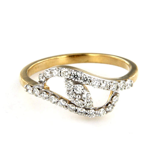 atjewels 14K Yellow & White Gold Over 925 Sterling Silver Round White CZ Bypass Flower Ring MOTHER'S DAY SPECIAL OFFER - atjewels.in