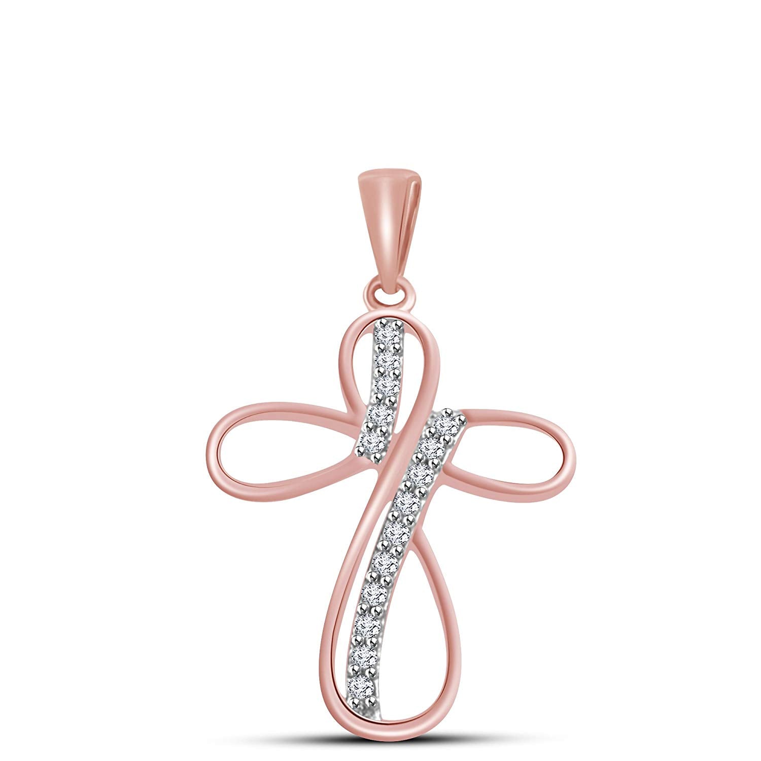 atjewels 18K Rose Gold Over 925 Sterling White CZ Cross Pendant MOTHER'S DAY SPECIAL OFFER - atjewels.in