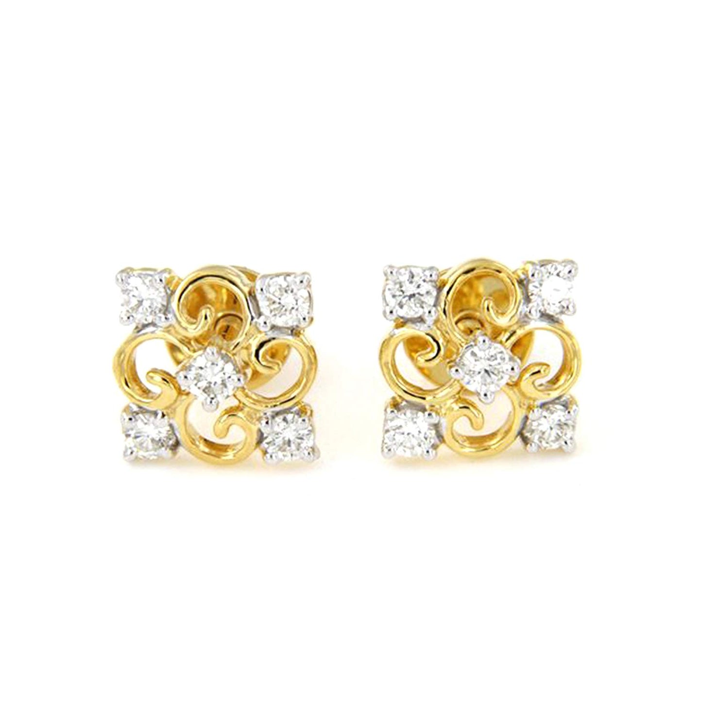 atjewels 18k Yellow Gold Over 925 Sterling Silver White CZ Engagement Stud Earrings MOTHER'S DAY SPECIAL OFFER - atjewels.in