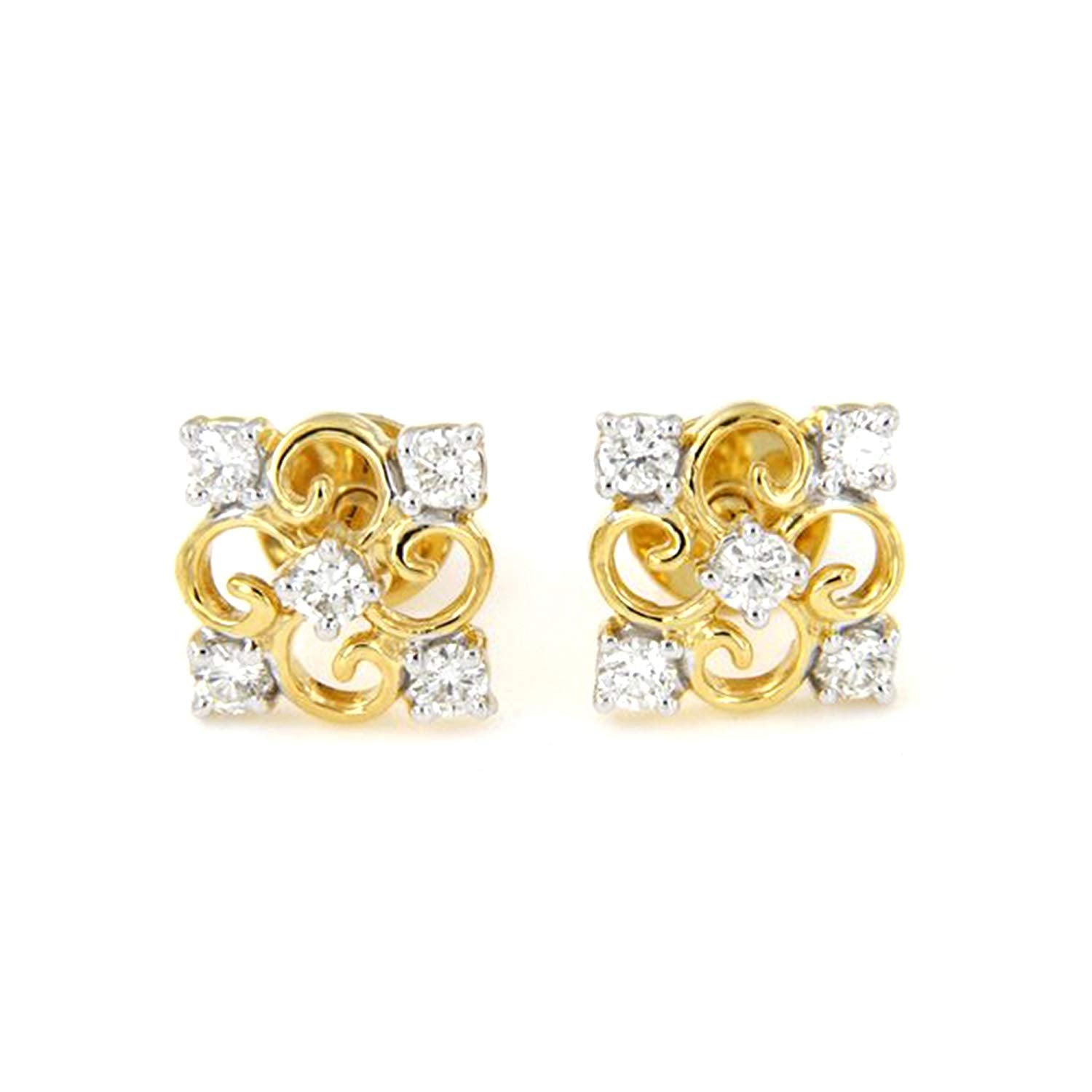 atjewels 18k Yellow Gold Over 925 Sterling Silver White CZ Engagement Stud Earrings MOTHER'S DAY SPECIAL OFFER - atjewels.in