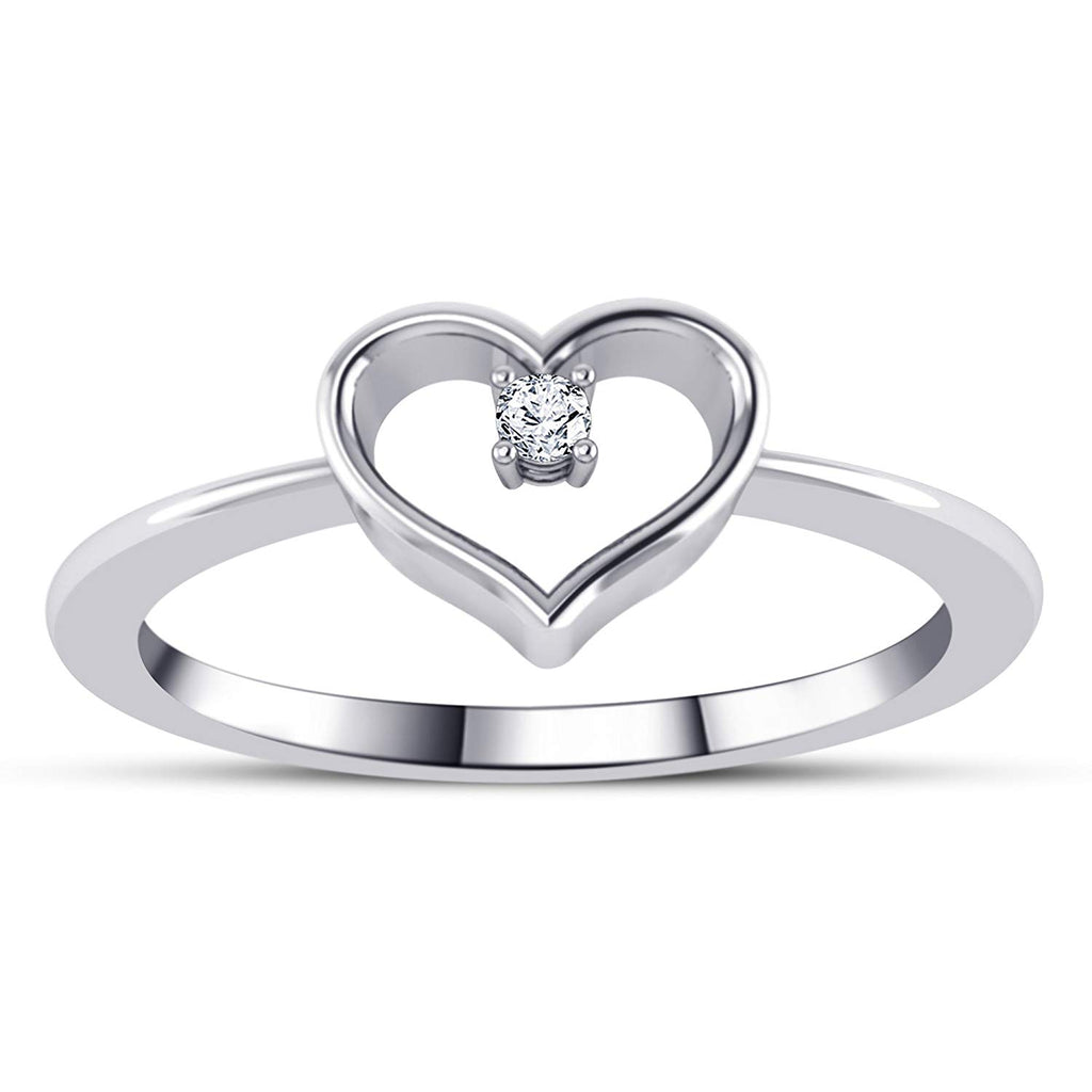 atjewels 14k White Gold Over 925 Silver White CZ Engagement Heart Ring MOTHER'S DAY SPECIAL OFFER - atjewels.in