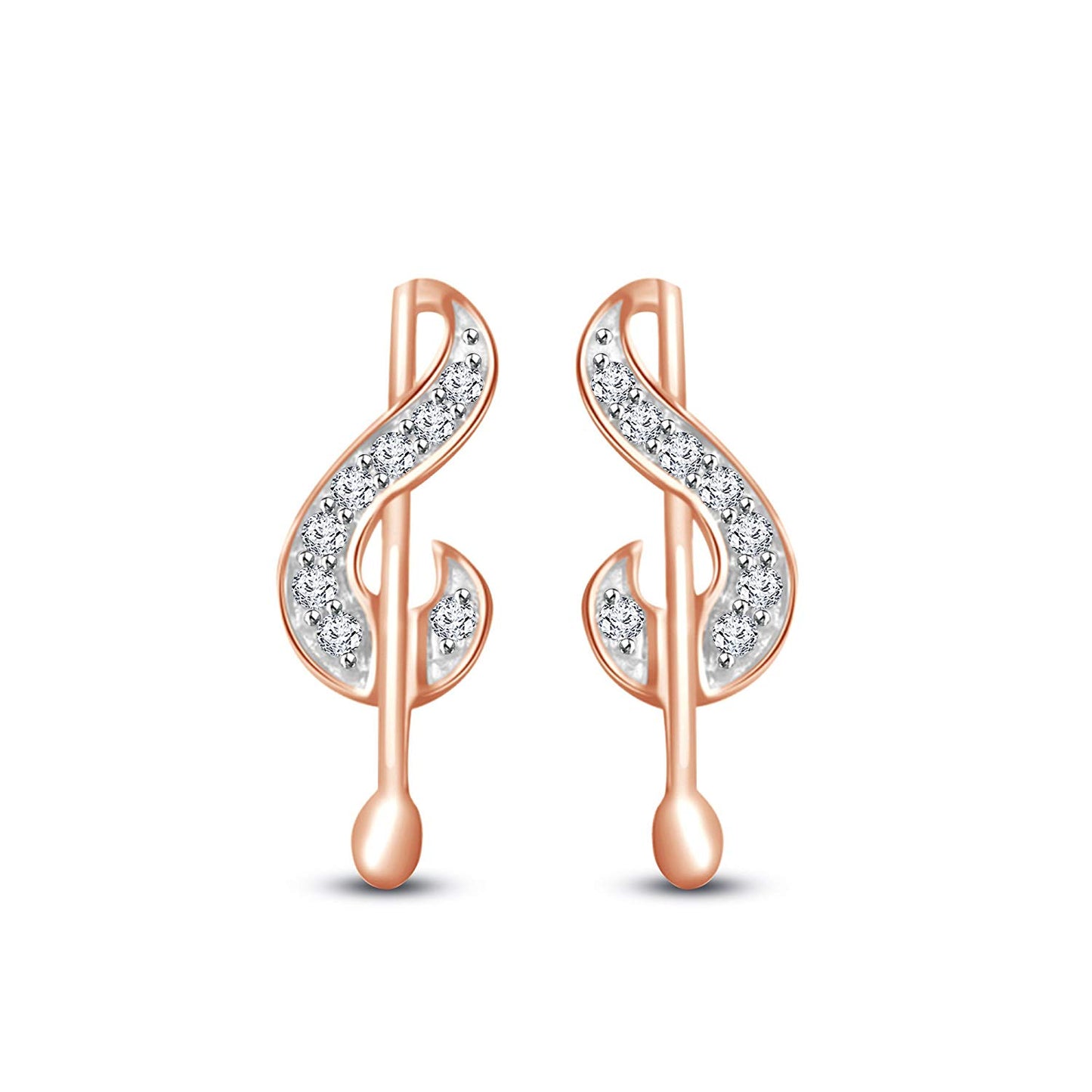 atjewels 18K Rose Gold Over 925 Sterling Silver Round Cut White CZ Post Back Musical Letter Stud Earrings MOTHER'S DAY SPECIAL OFFER - atjewels.in
