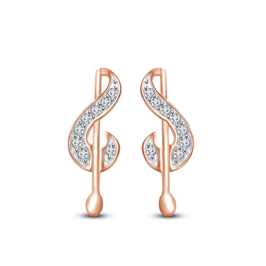 atjewels 18K Rose Gold Over 925 Sterling Silver Round Cut White CZ Post Back Musical Letter Stud Earrings MOTHER'S DAY SPECIAL OFFER - atjewels.in