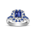atjewels Princess & Round Cut Blue Sapphire .925 Sterling Silver Engagement Ring Size 8 For Women's and Girl's MOTHER'S DAY SPECIAL OFFER - atjewels.in
