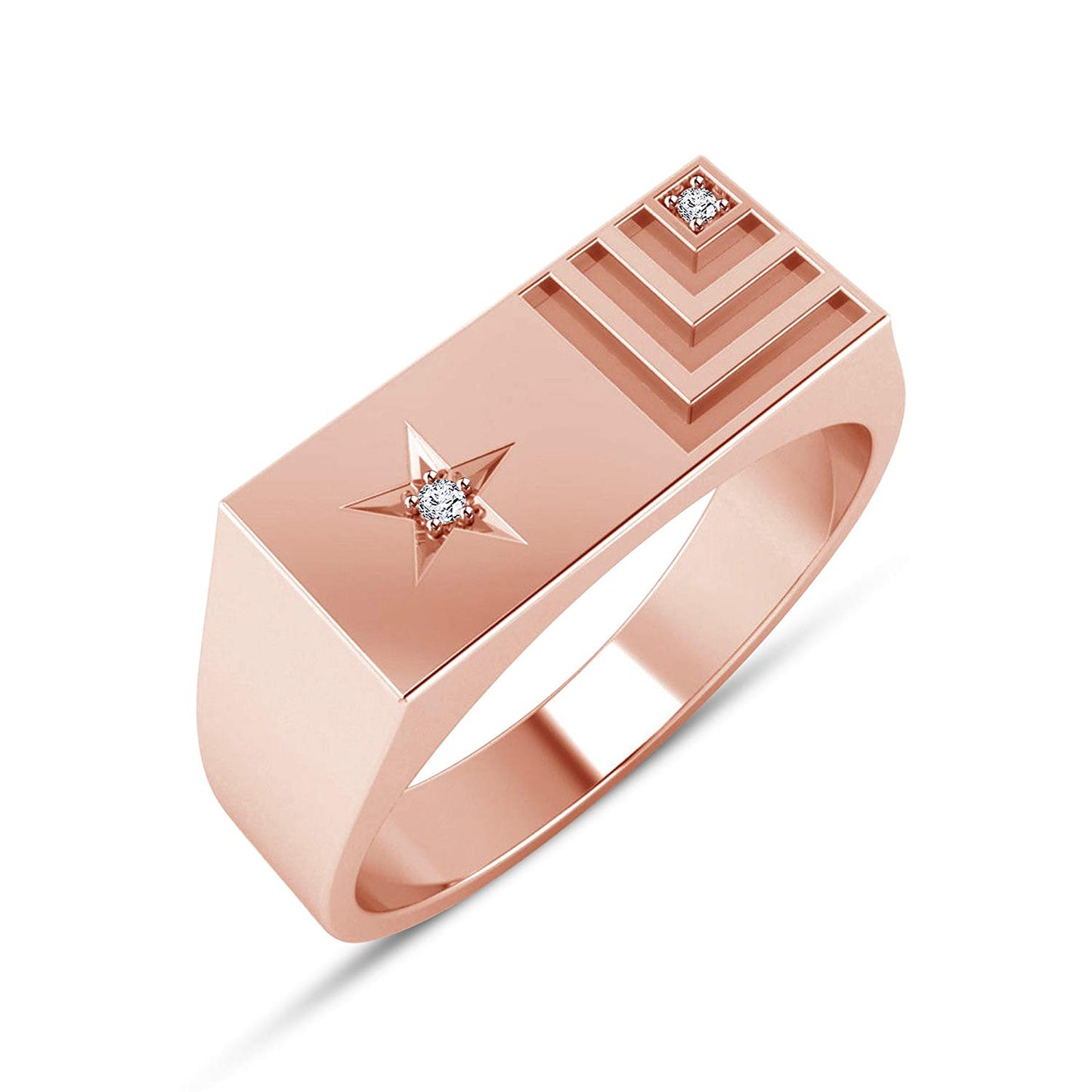 atjewels Round White Zirconia 14K Rose Gold Plated on 925 Sterling Silver Star Band Ring MOTHER'S DAY SPECIAL OFFER - atjewels.in