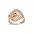 atjewels Round Cut & Baguette Blue Sapphire & White CZ 14k Rose Gold Over Sterling Silver Engagement Ring For Girl's & Women's For Navratri Special - atjewels.in