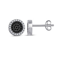 atjewels 18k White Gold Plated on 925 Sterling Silver Round White and Black CZ Anniversary Stud Earrings MOTHER'S DAY SPECIAL OFFER - atjewels.in