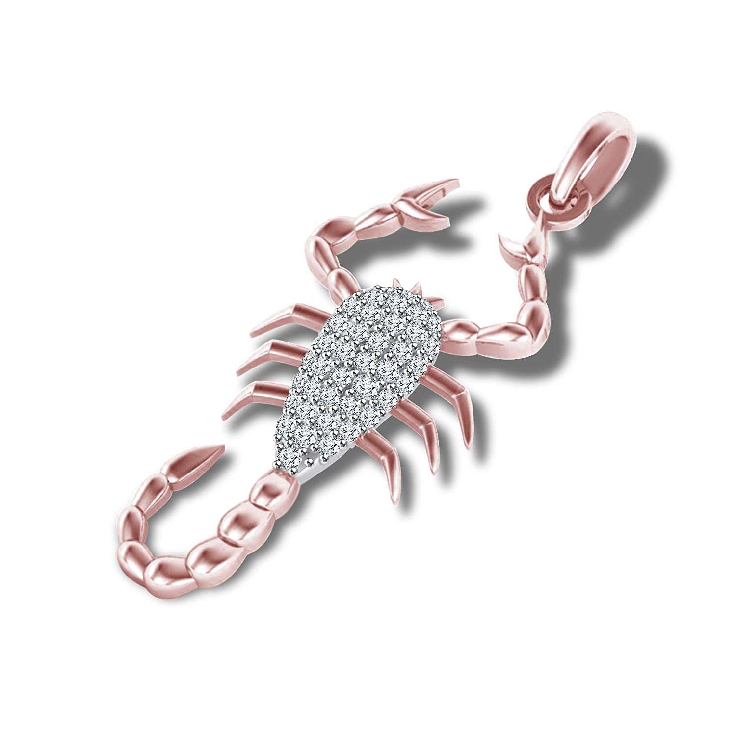 atjewels 18K Rose Gold On Sterling Silver Round White CZ without Chain Scorpio Pendant MOTHER'S DAY SPECIAL OFFER - atjewels.in