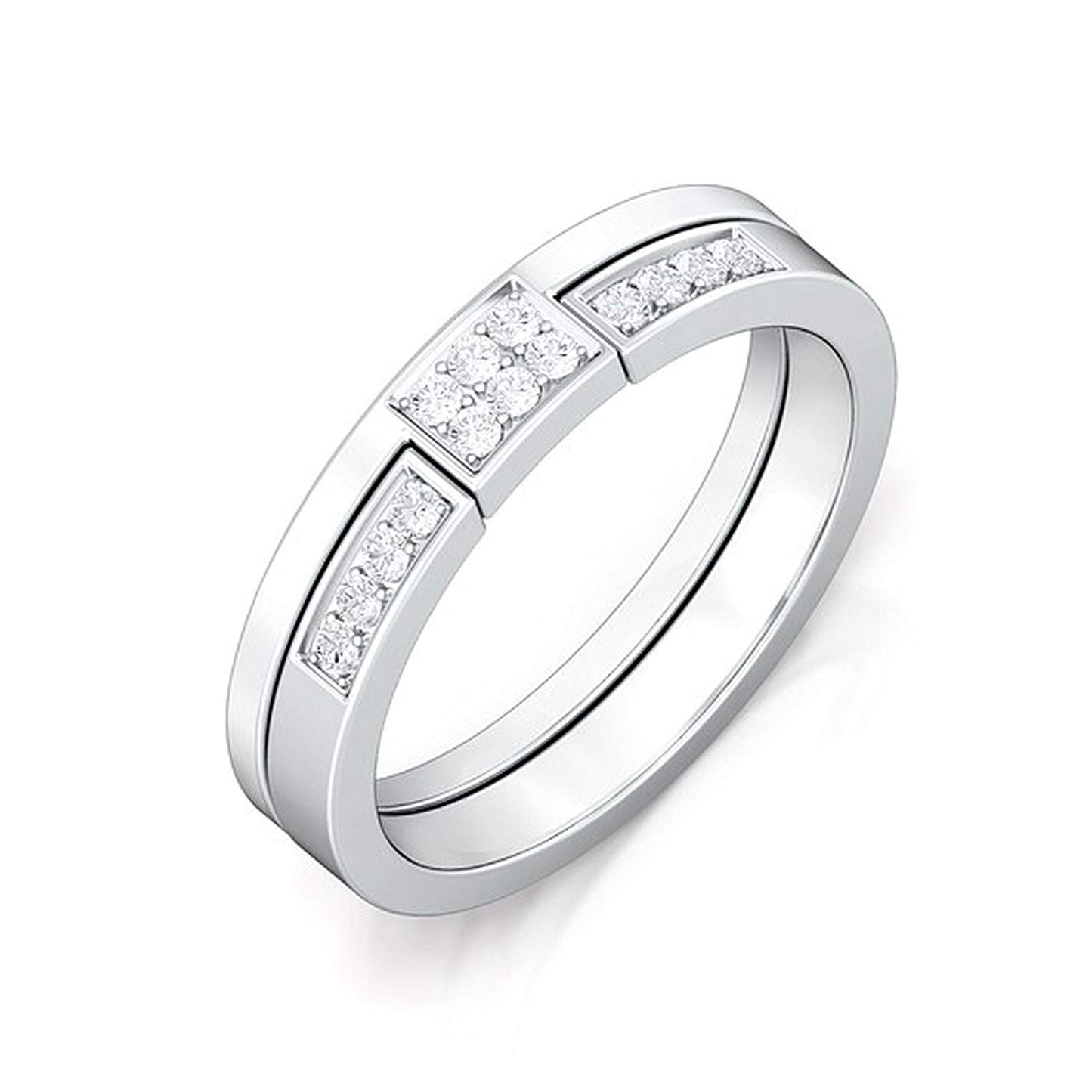 atjewels 14K White Gold Over 925 Sterling Silver with White Round Zirconia Bridal Ring Set MOTHER'S DAY SPECIAL OFFER - atjewels.in