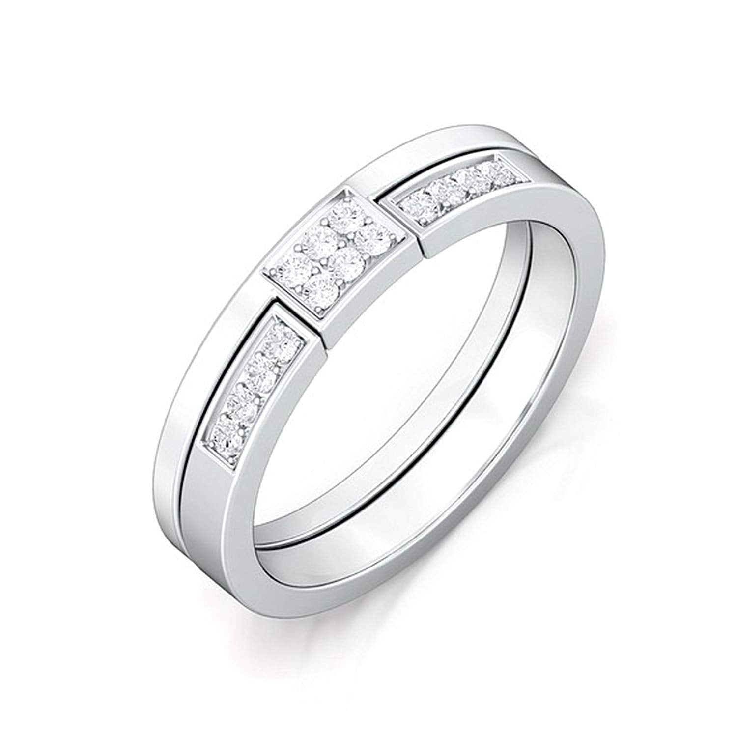 atjewels 14K White Gold Over 925 Sterling Silver with White Round Zirconia Bridal Ring Set MOTHER'S DAY SPECIAL OFFER - atjewels.in