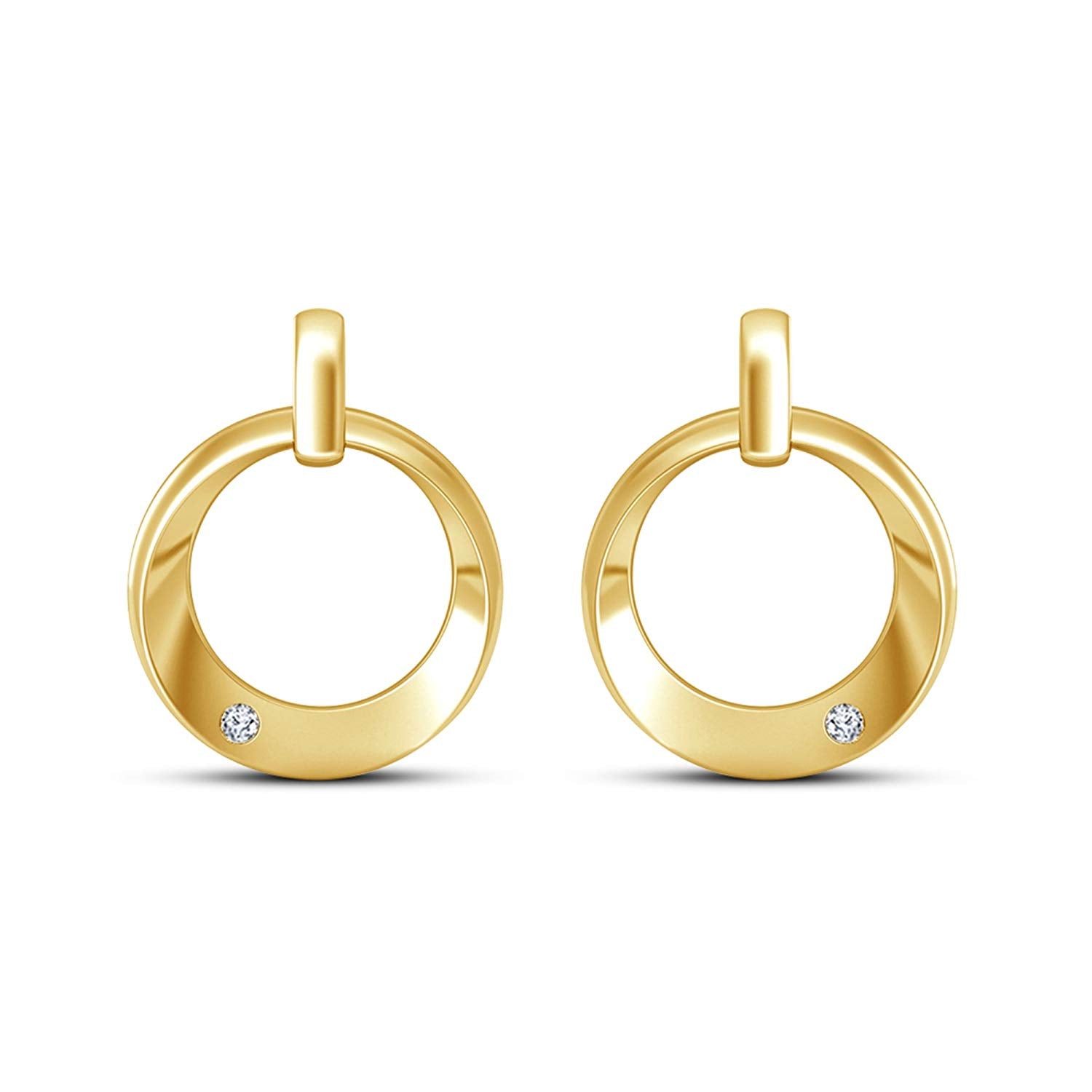 atjewels Round White Zirconia 14K Yellow Gold Over 925 Silver Dewy Iren Earrings MOTHER'S DAY SPECIAL OFFER - atjewels.in