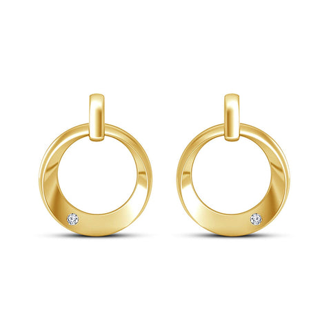 atjewels Round White Zirconia 14K Yellow Gold Over 925 Silver Dewy Iren Earrings MOTHER'S DAY SPECIAL OFFER - atjewels.in