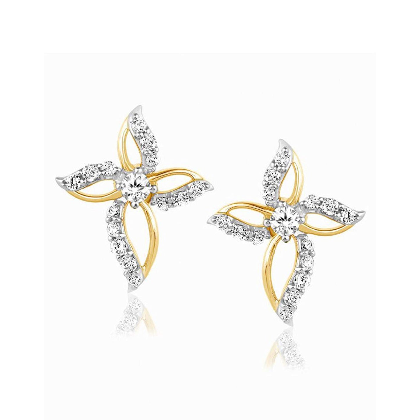 atjewels 14k Twotone Gold Over 925 Sterling Round Cut Cubic Zirconia Cross Stud Earrings For Women's MOTHER'S DAY SPECIAL OFFER - atjewels.in