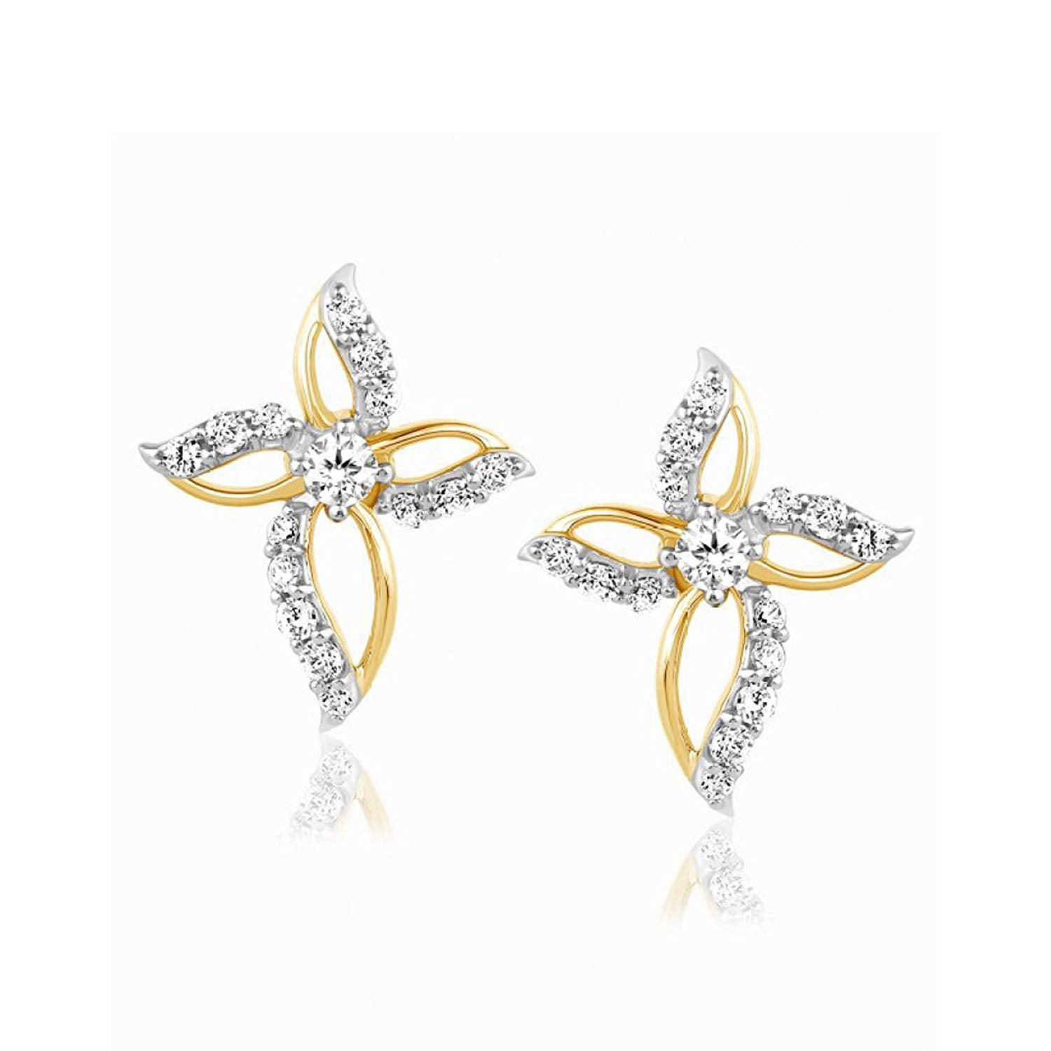 atjewels 14k Twotone Gold Over 925 Sterling Round Cut Cubic Zirconia Cross Stud Earrings For Women's MOTHER'S DAY SPECIAL OFFER - atjewels.in