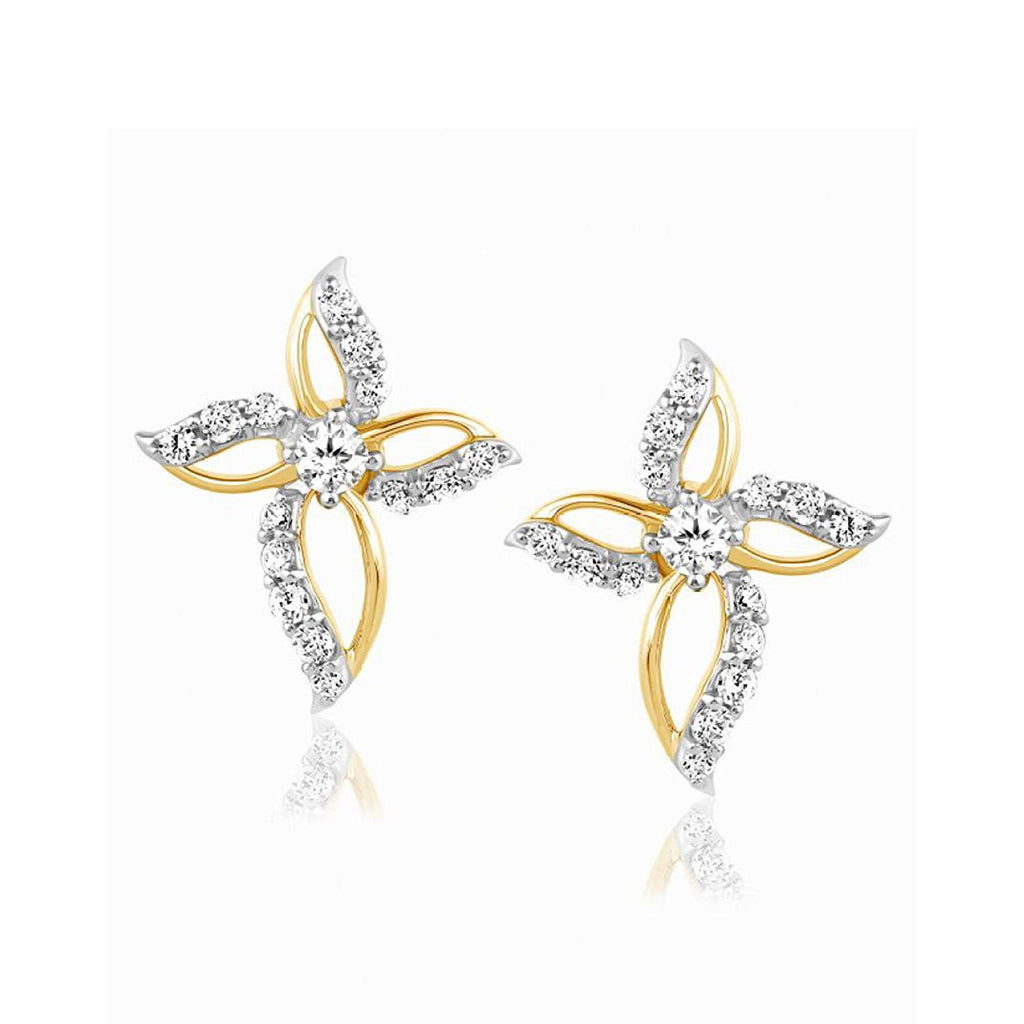 atjewels 14k Twotone Gold Over 925 Sterling Round Cut Cubic Zirconia Cross Stud Earrings For Women's MOTHER'S DAY SPECIAL OFFER - atjewels.in