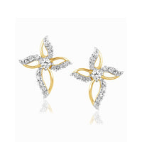 atjewels 14k Twotone Gold Over 925 Sterling Round Cut Cubic Zirconia Cross Stud Earrings For Women's MOTHER'S DAY SPECIAL OFFER - atjewels.in