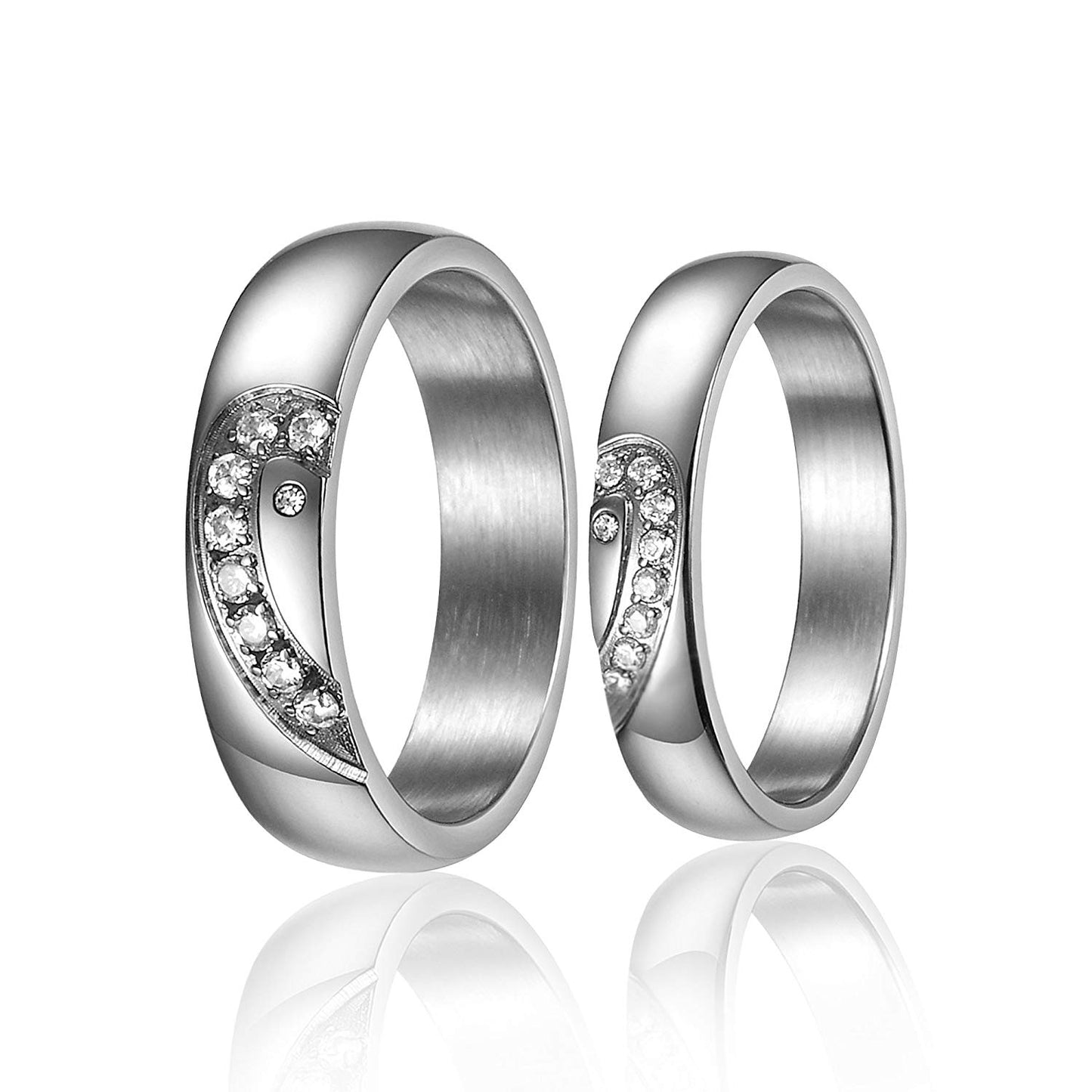 atjewels 18K White Gold Over 925 Silver White CZ Elegant Couple Heart Ring for Women's MOTHER'S DAY SPECIAL OFFER - atjewels.in