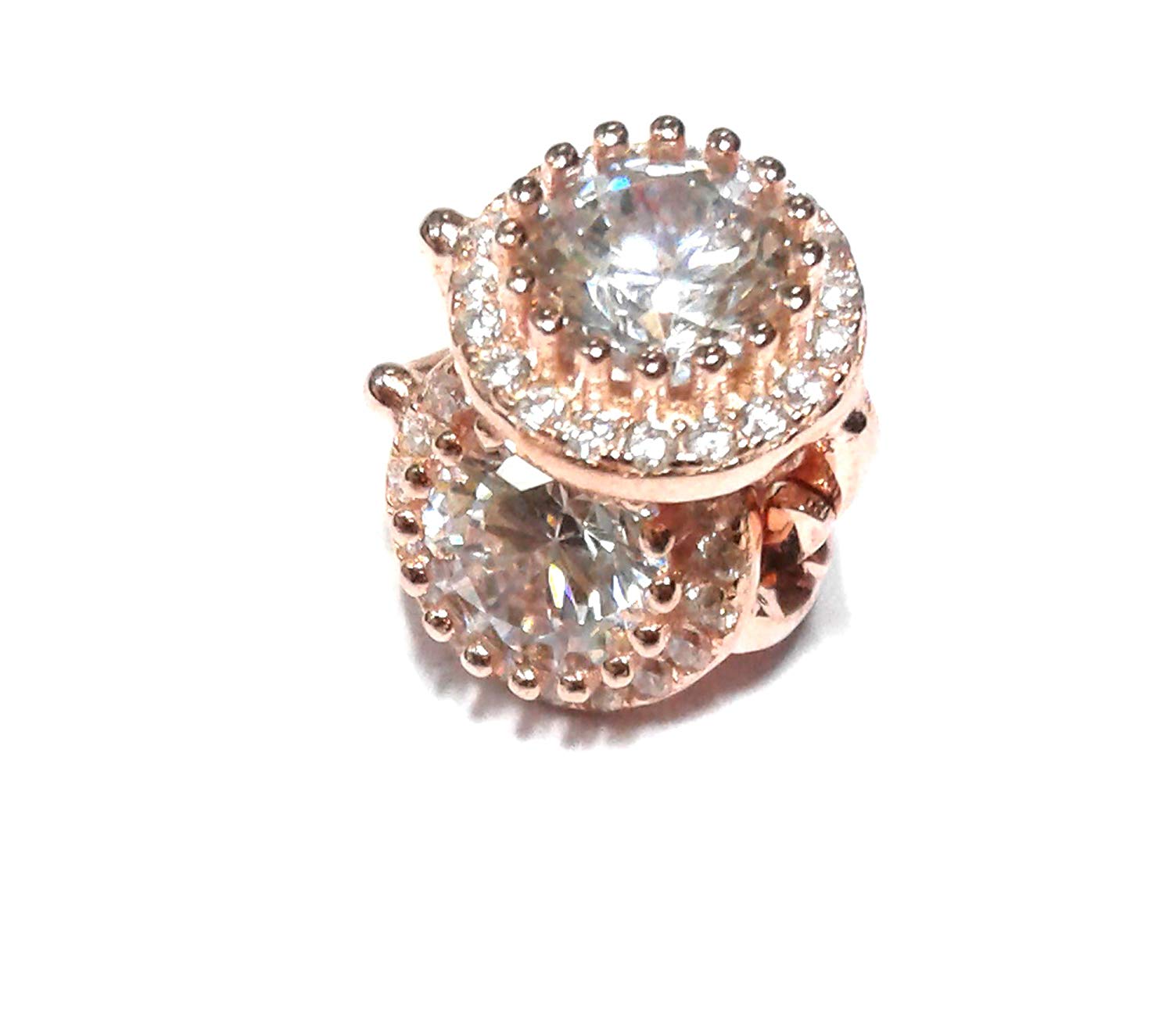 atjewels Round Cut White CZ 14k Rose Gold Over 925 Sterling Silver Hoop Earrings For Girl's and Women's For MOTHER'S DAY SPECIAL OFFER - atjewels.in