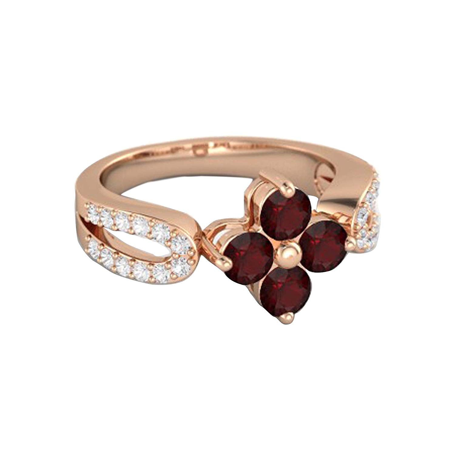 atjewels Round Cut Gemstone & White CZ .925 Sterling Silver Engagement Flower Ring For Girl's and Women's For Diwali Special - atjewels.in