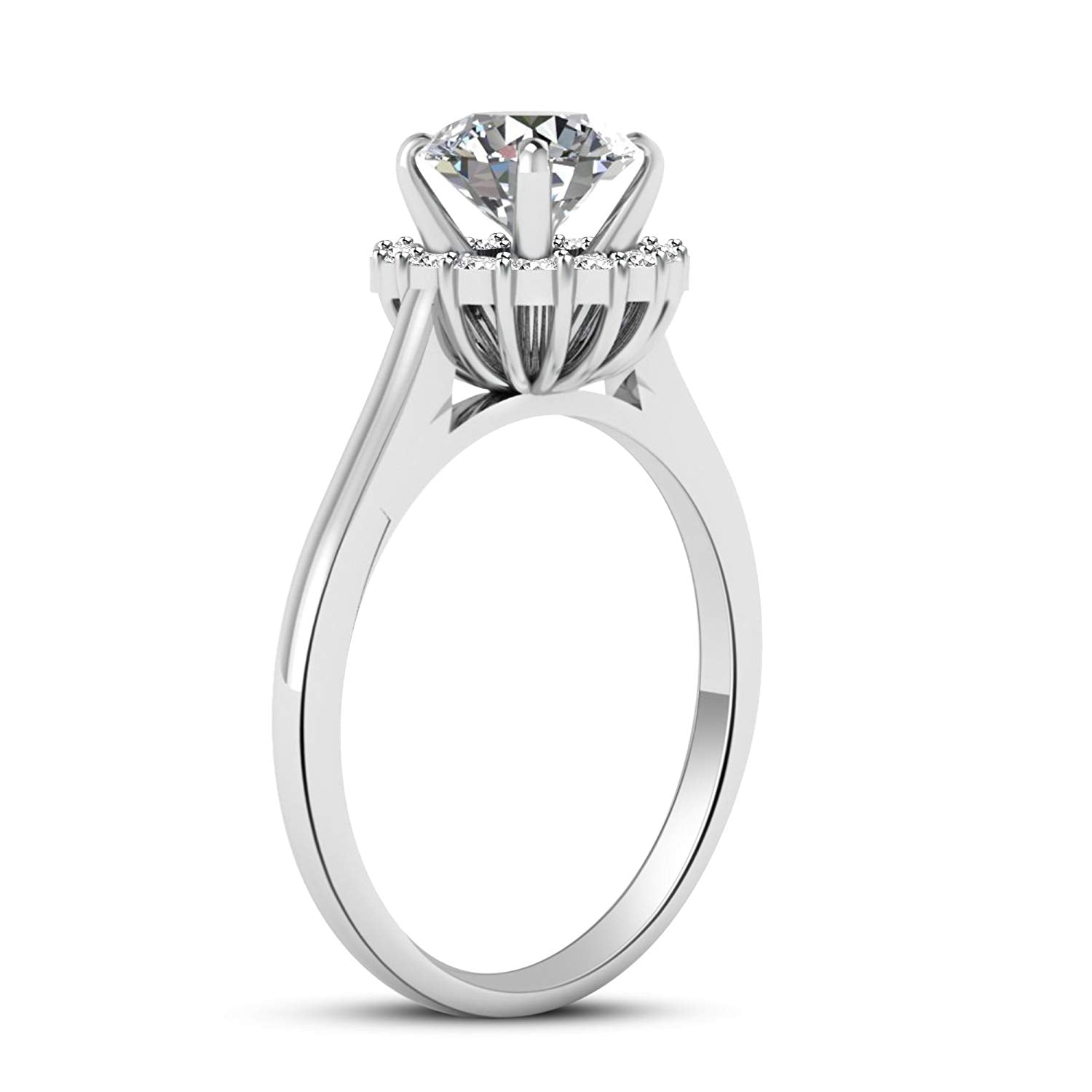 atjewels White CZ 18K White Gold Over Sterling Silver Solitaire With Accents Ring For Women's MOTHER'S DAY SPECIAL OFFER - atjewels.in