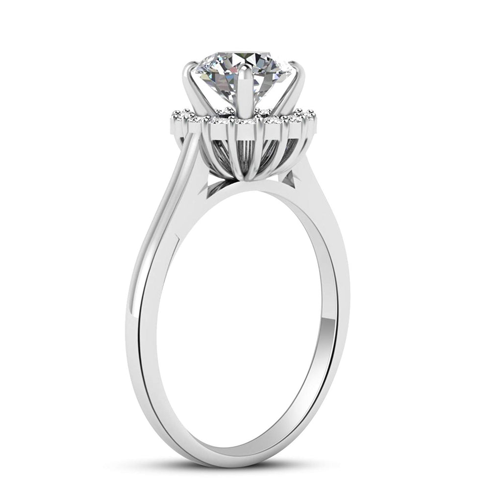 atjewels White CZ 18K White Gold Over Sterling Silver Solitaire With Accents Ring For Women's MOTHER'S DAY SPECIAL OFFER - atjewels.in