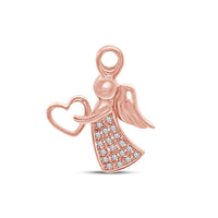 atjewels 14K Rose Gold Plated on 925 Sterling Round White CZ Angel with Heart Pendant MOTHER'S DAY SPECIAL OFFER - atjewels.in